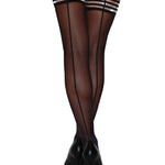 Alternate view of the black back seam thigh highs