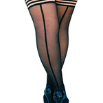 Another angle of the black back seam thigh highs