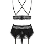 An additional view of the Lolitte black velvet garter set