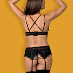 The Lolitte black velvet garter set seen from another angle