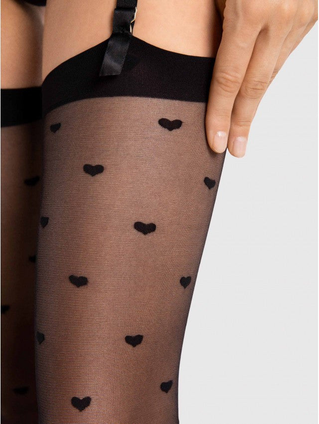 Alternate view of the Love Booster black 15 denier heart tights