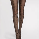Another angle of the Love Booster black 15 denier heart tights