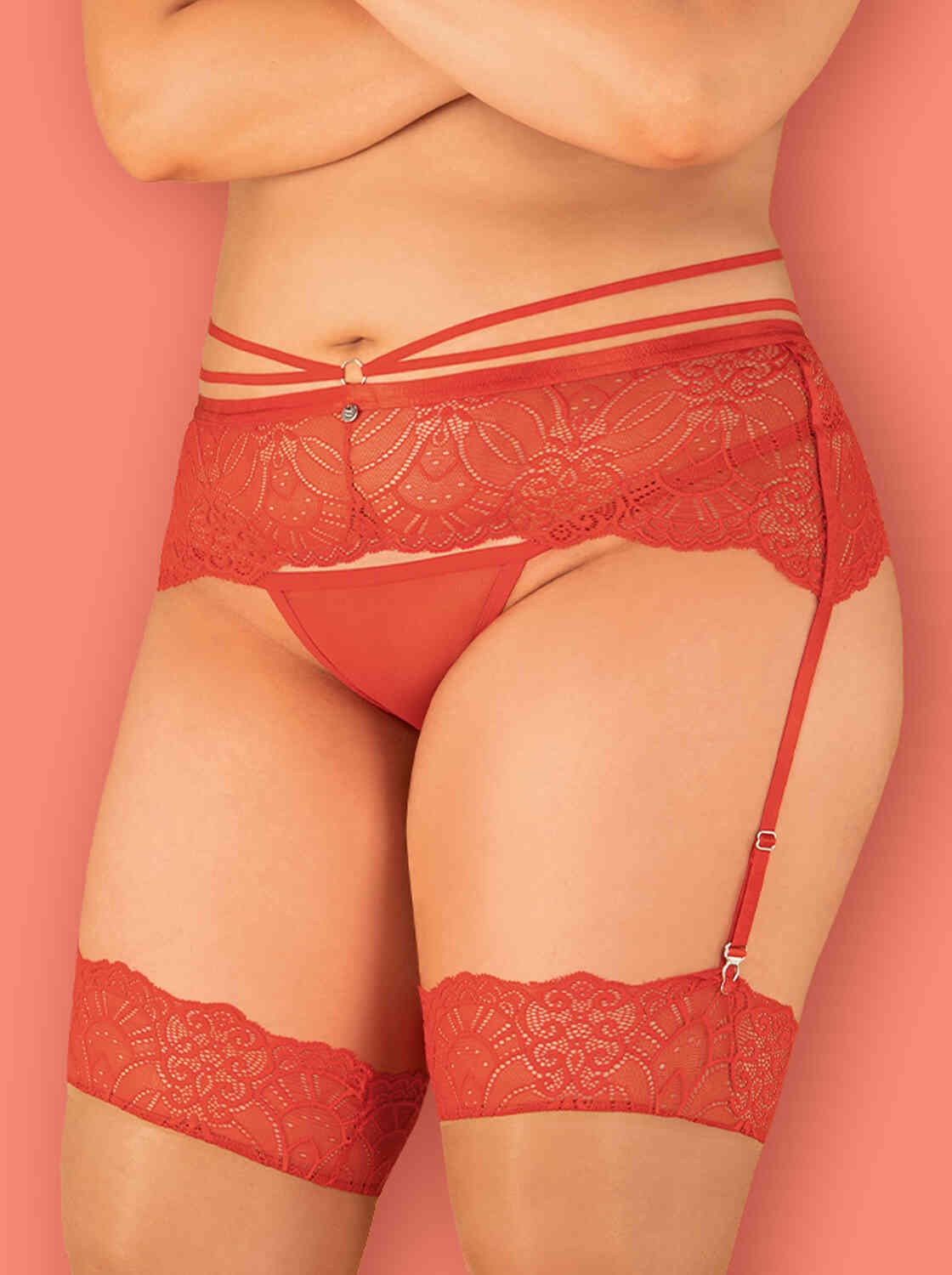 A different perspective on the Loventy red lace garter belt