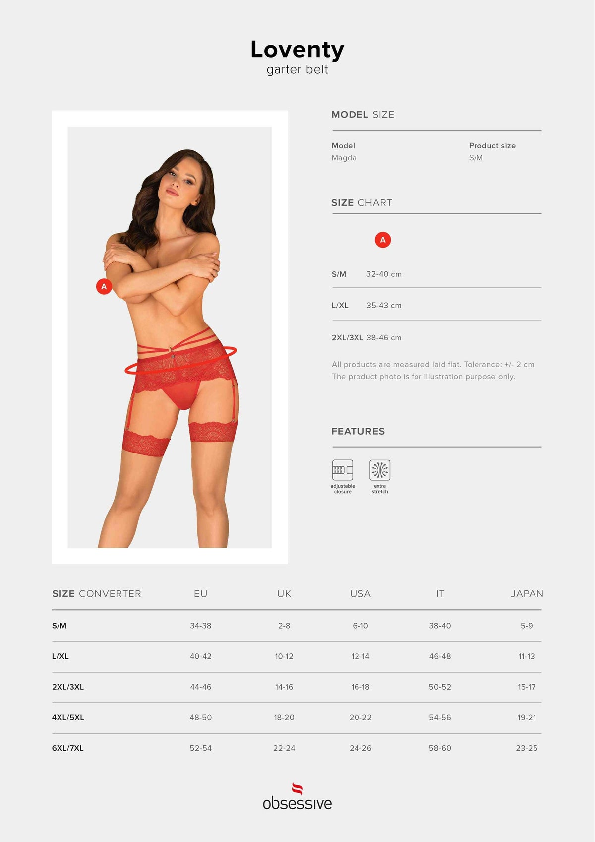 A closer study of the Loventy red lace garter belt styling