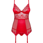 An additional view of the Lovica red mesh corset