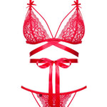 An additional view of the Lovlea red bra and panties set