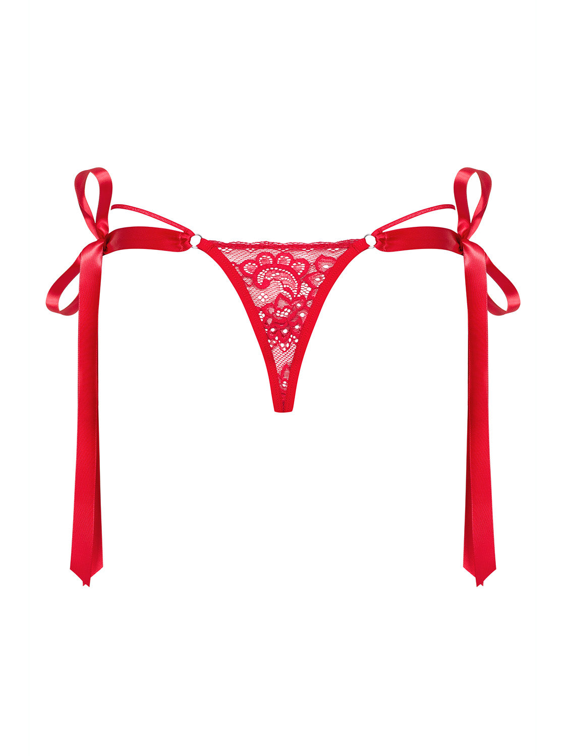 One more view of the Lovlea red lace ribbon thong