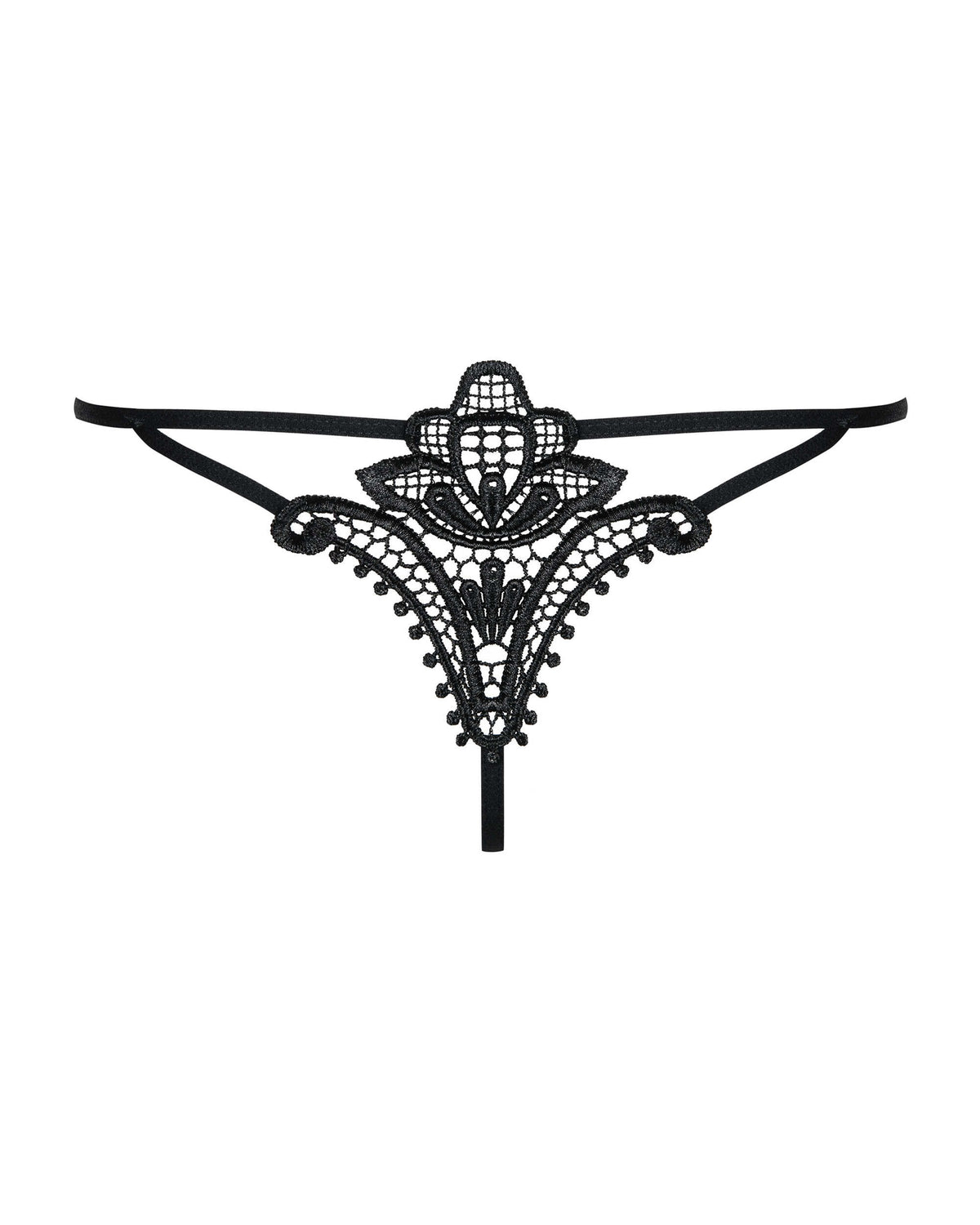 An additional view of the Luiza black embroidered thong