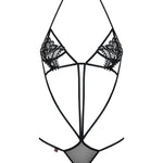 The Luiza black satin-like teddy seen from another angle