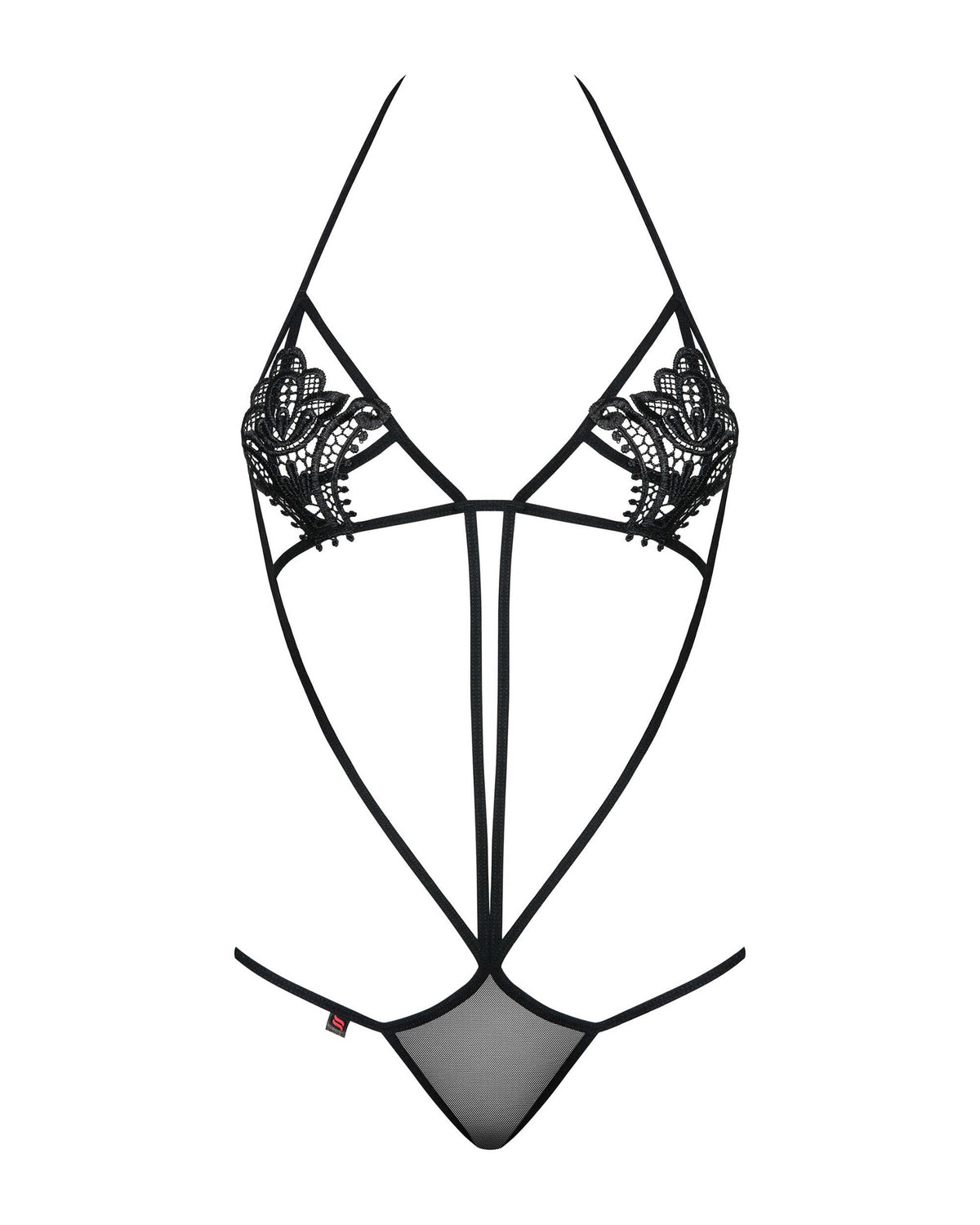 The Luiza black satin-like teddy seen from another angle