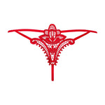 An additional view of the Luiza red embroidered thong