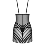Lune Bellis black striped chemise and thong with wide adjustable straps