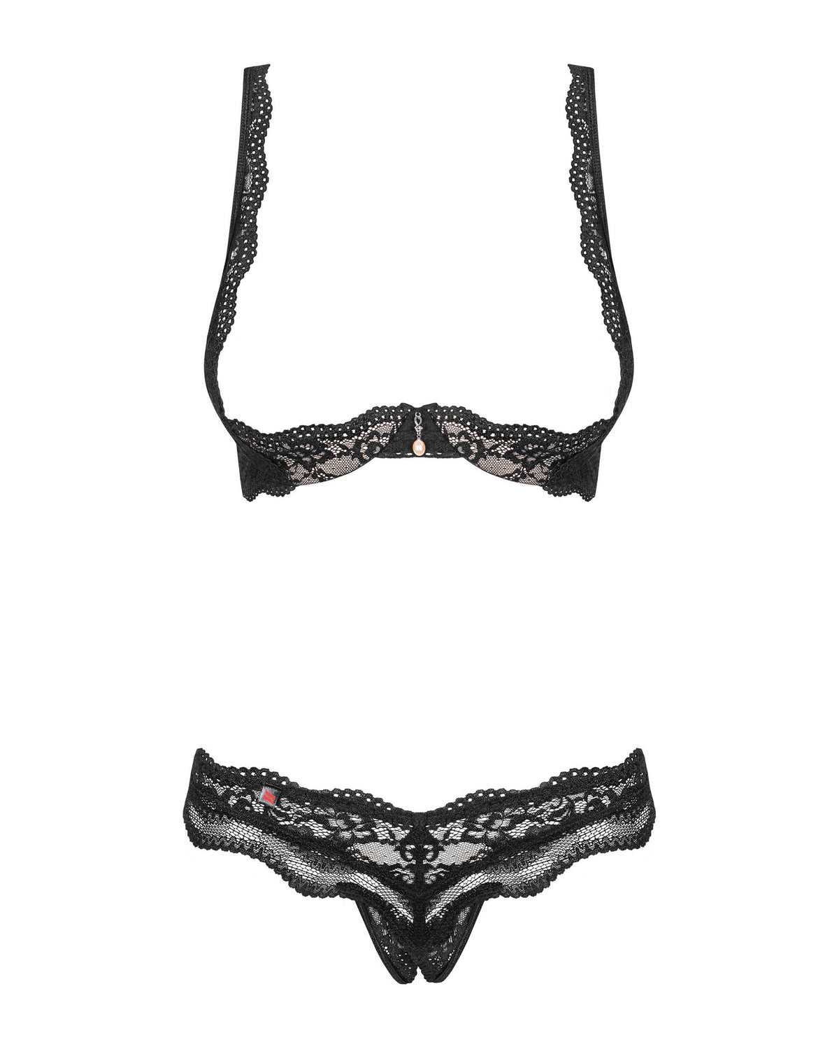 A further look at the Luvae black cupless bra and thong set