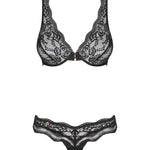 The Luvae black lace bra and thong set, seen from a different angle
