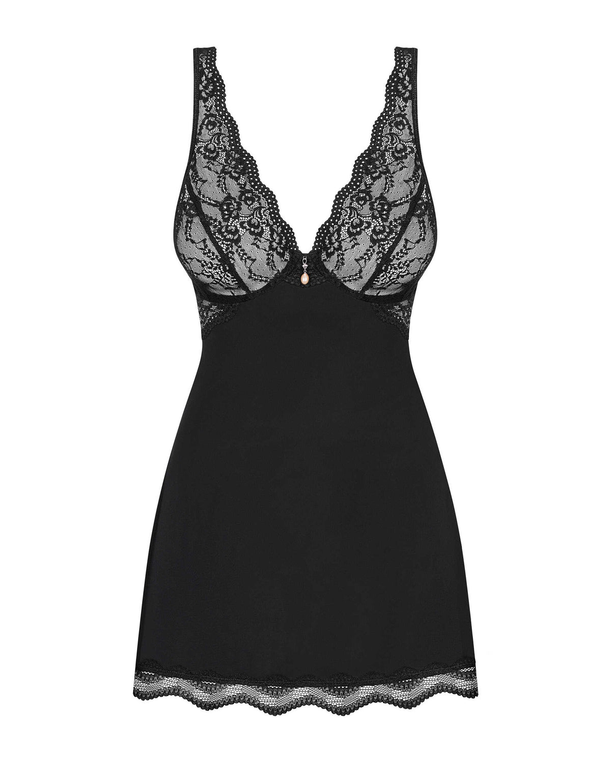 The Luvae black underwired babydoll, featuring a matching thong