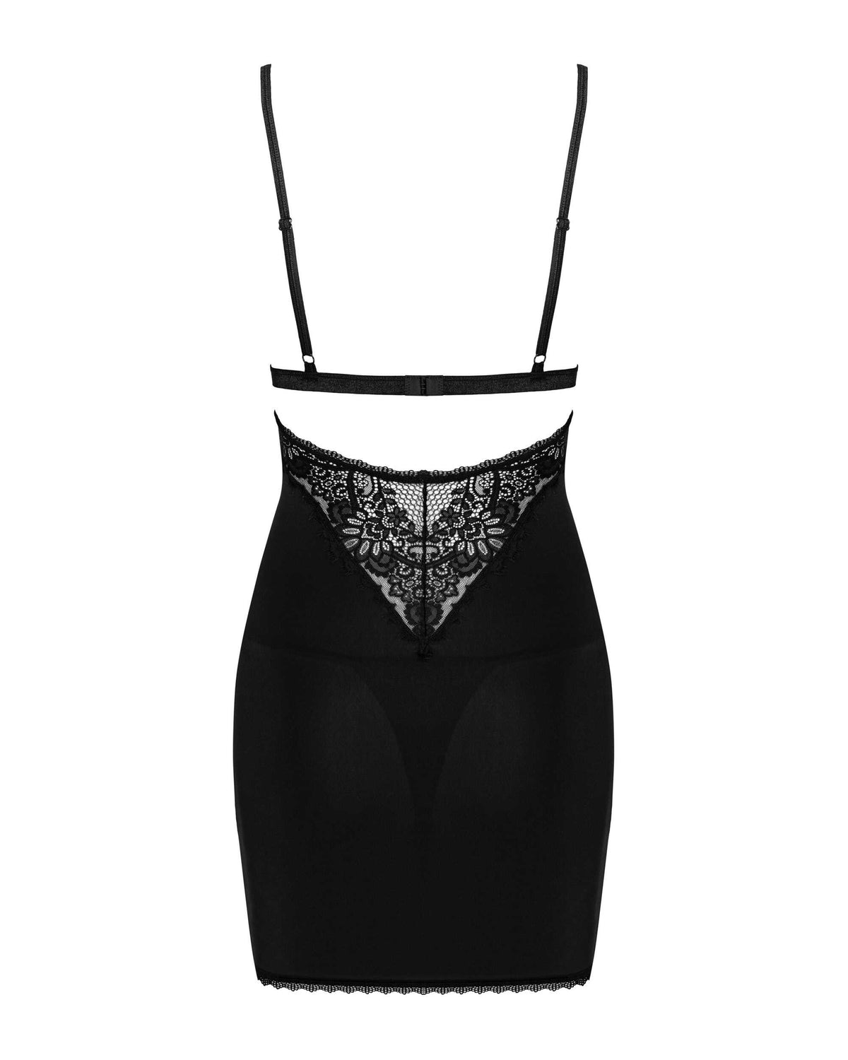 The Maderris black chemise and thong, seen from a different angle