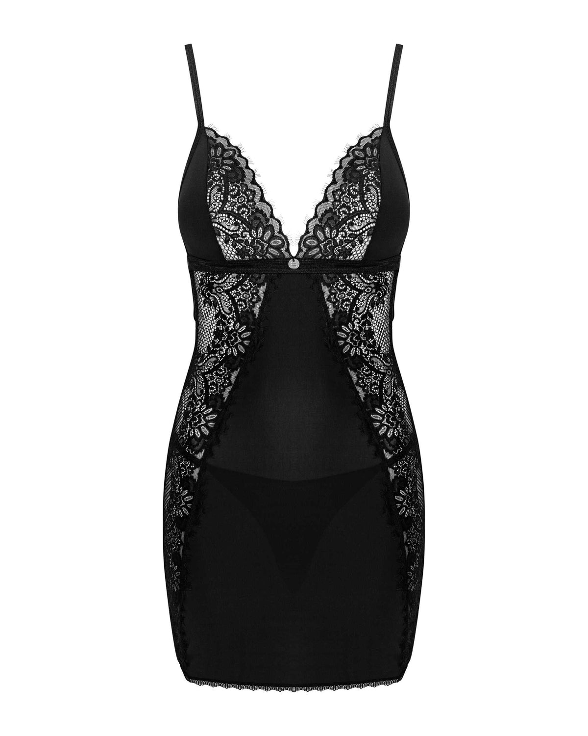A further look at the Maderris black chemise and thong