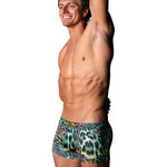 Go Wild animal print men's uplift mini short with contoured pouch by Male Power