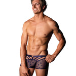 Love Star purple men's mini short with front metal ring and airy straps by Male Power