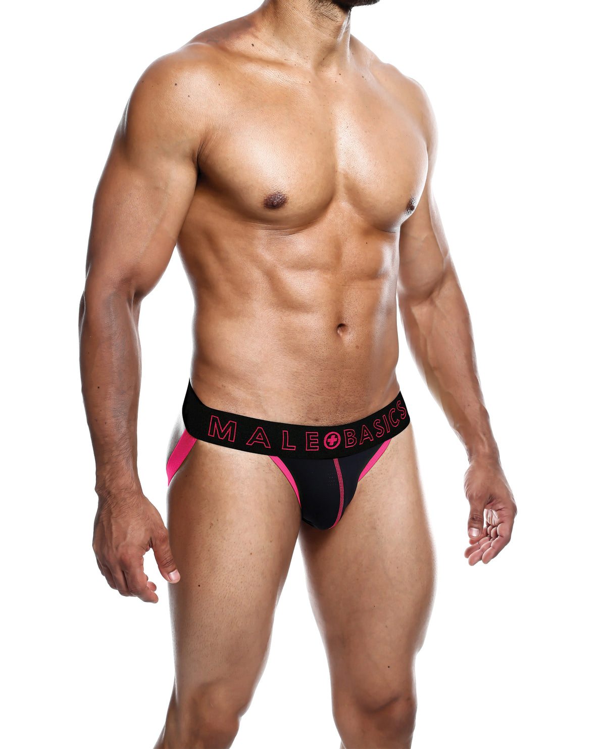 Coral men's jockstrap with neon stitching on the pouch by MaleBasics