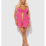 Alternate view of the pink marabou babydoll set