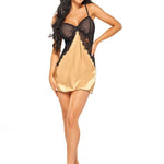 The Marinela gold satin chemise seen from another angle