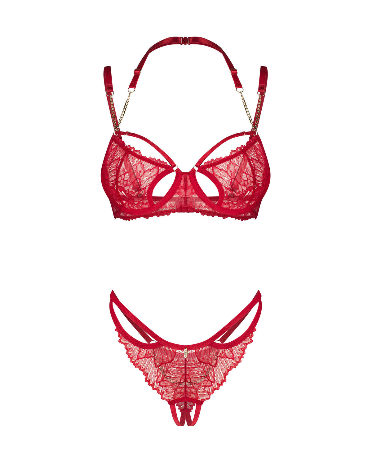 A further look at the Matildea red lace crotchless set