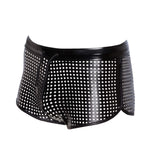 An additional view of the Mayhem black perforated wetlook briefs