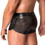 The Mayhem black perforated wetlook briefs seen from another angle