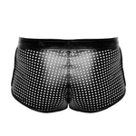 The Mayhem black perforated wetlook briefs, seen from a different angle