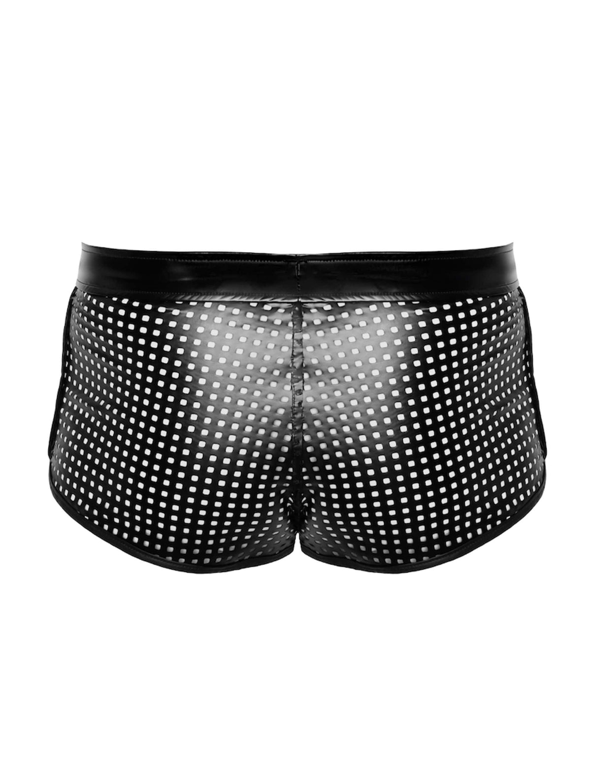 The Mayhem black perforated wetlook briefs, seen from a different angle