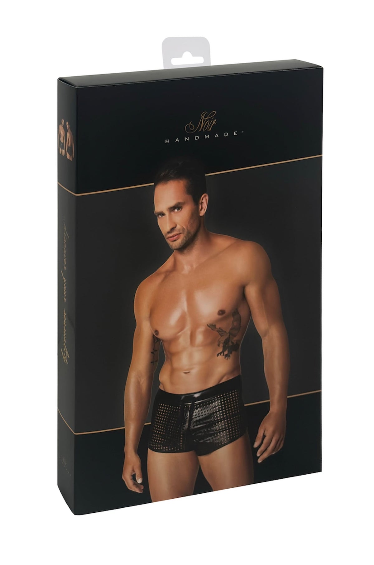 One more view of the Mayhem black perforated wetlook briefs