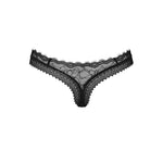 The Medilla black eyelash lace thong in an additional gallery image