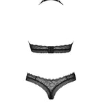 The Medilla black lace bra and thong set, seen from a different angle