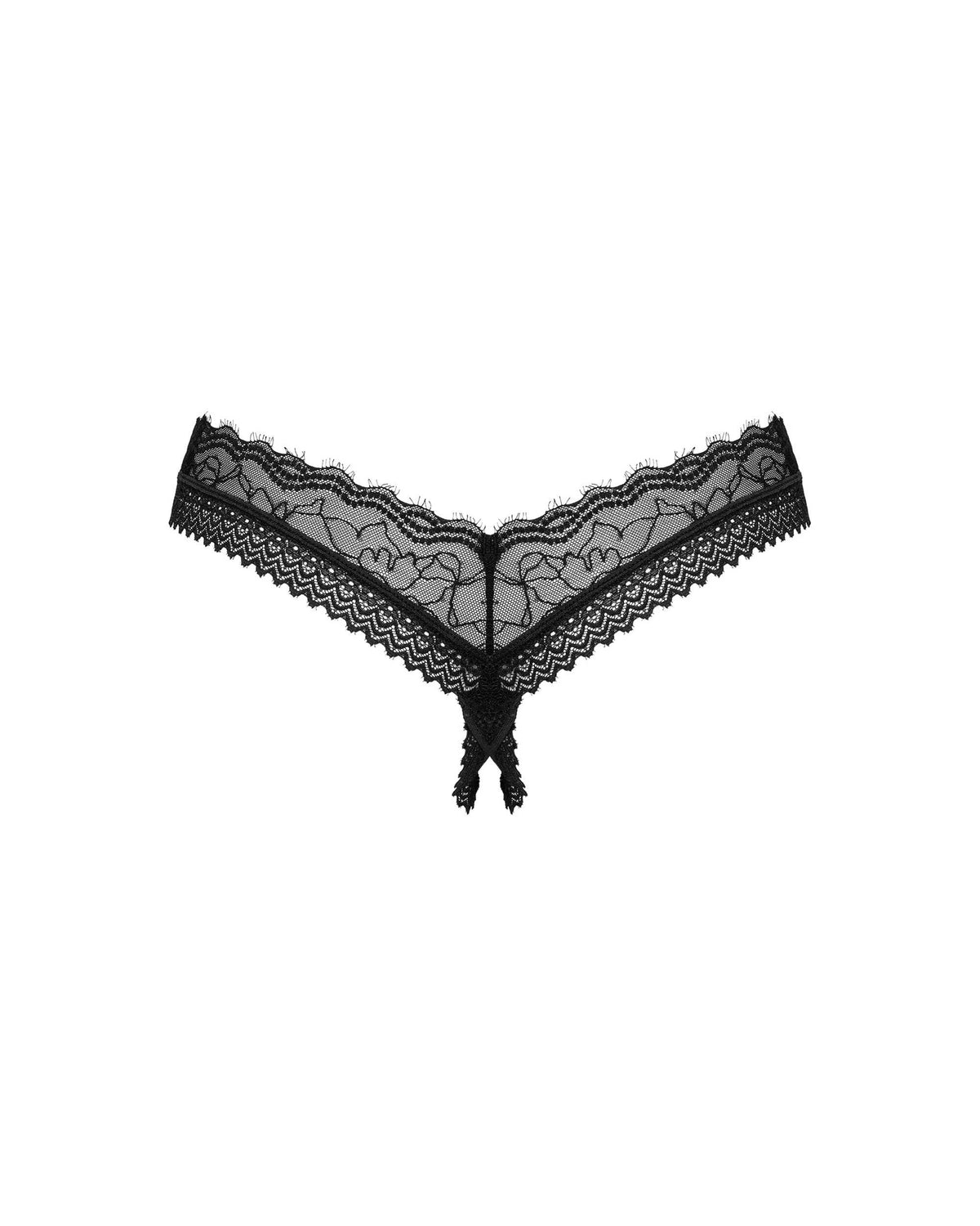 A different perspective on the Medilla black lace crotchless thong