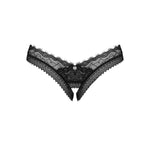 The Medilla black lace crotchless thong in an additional gallery image