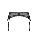 The Medilla black lace garter belt, shown in an alternate image