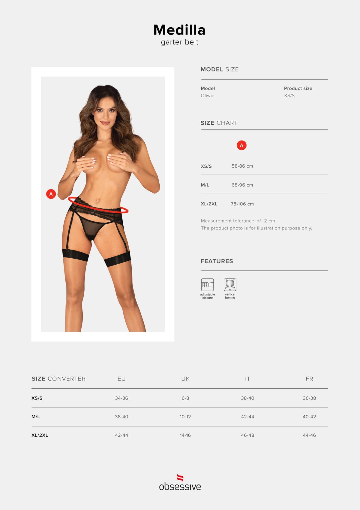 A supplementary image of the Medilla black lace garter belt