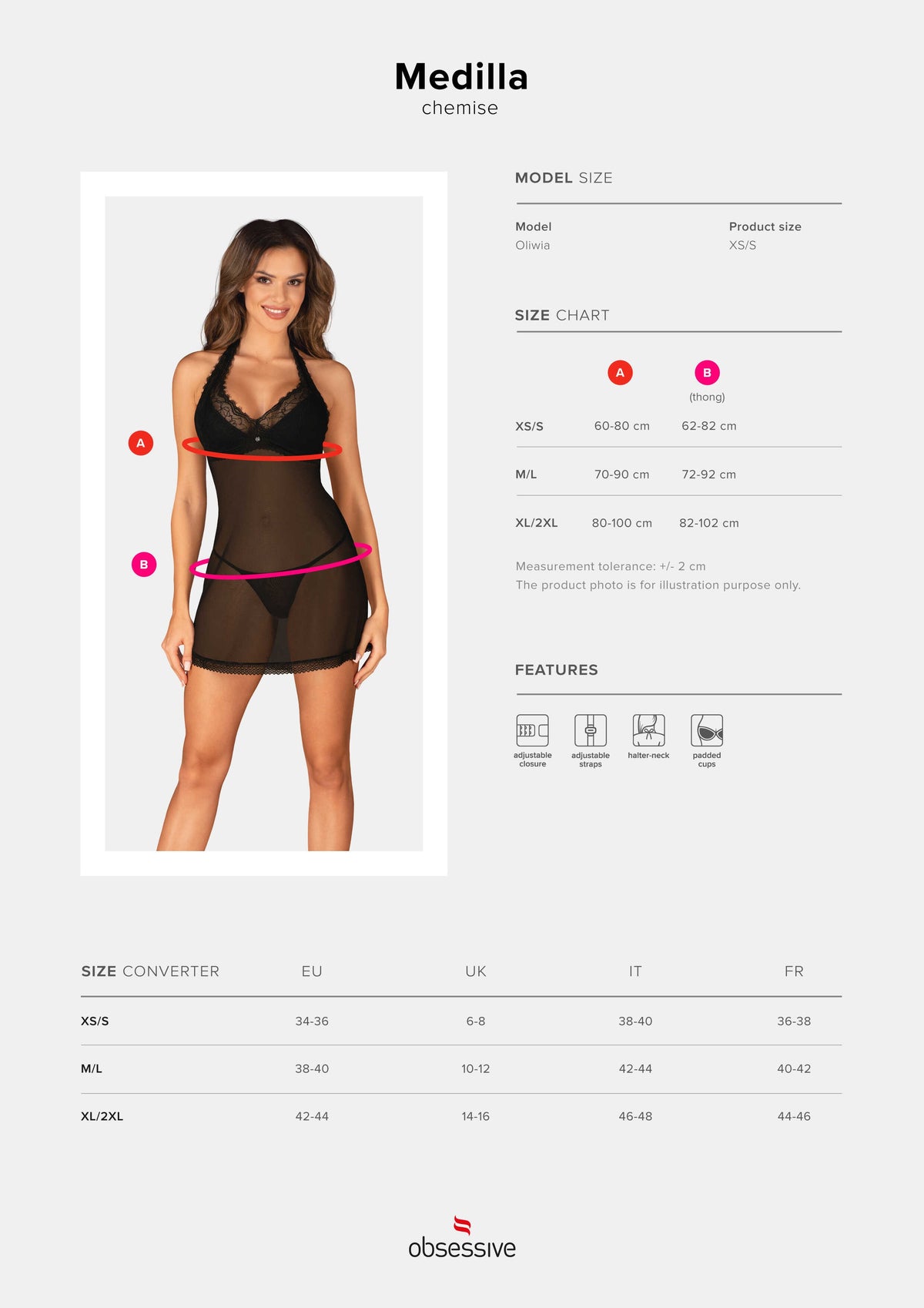 The Medilla black translucent babydoll and thong, shown in an alternate image