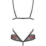 The Megies black and red geometric strap teddy, seen from a different angle