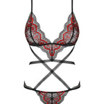 A further look at the Megies black and red geometric strap teddy