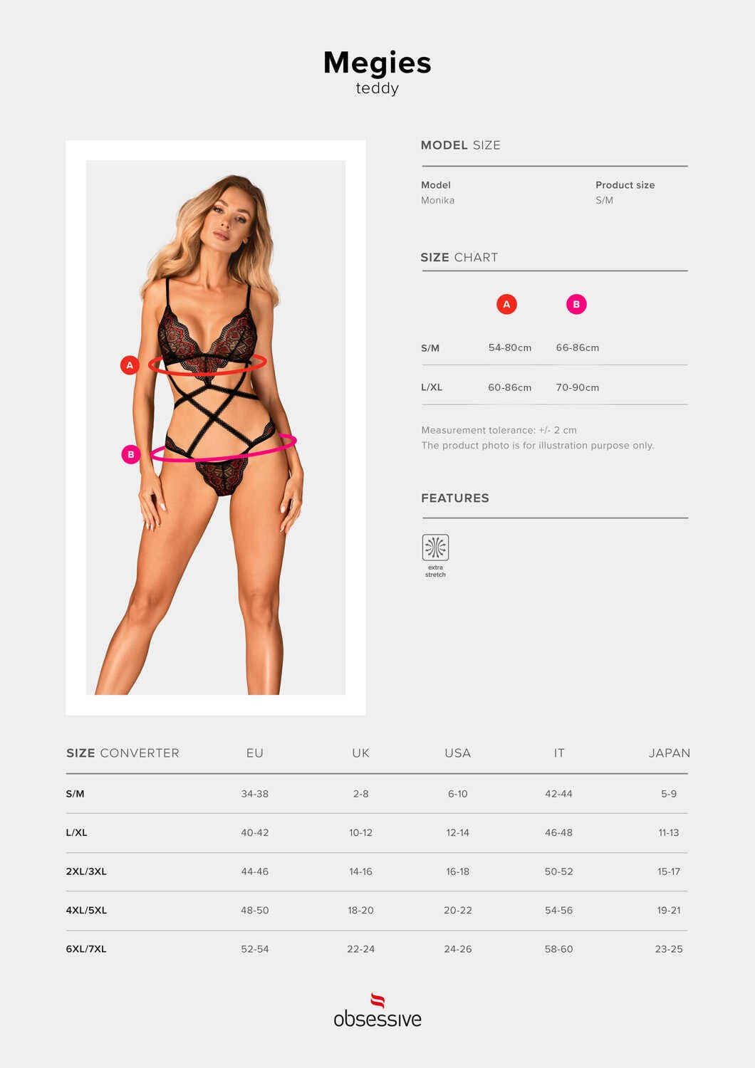 One more view of the Megies black and red geometric strap teddy