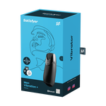 Black glans vibrator for men with 14 vibration programs and app control