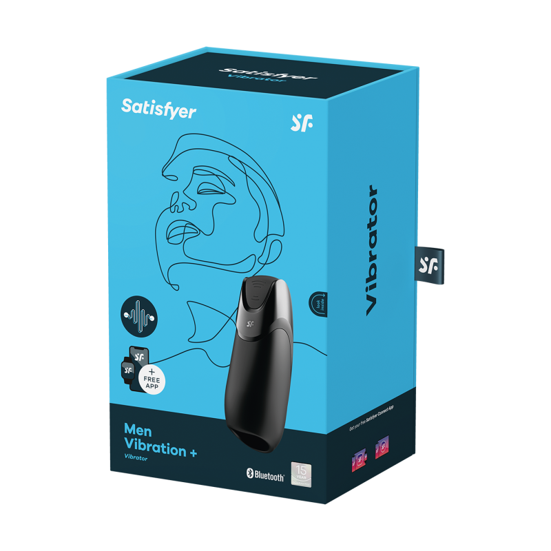 Black glans vibrator for men with 14 vibration programs and app control