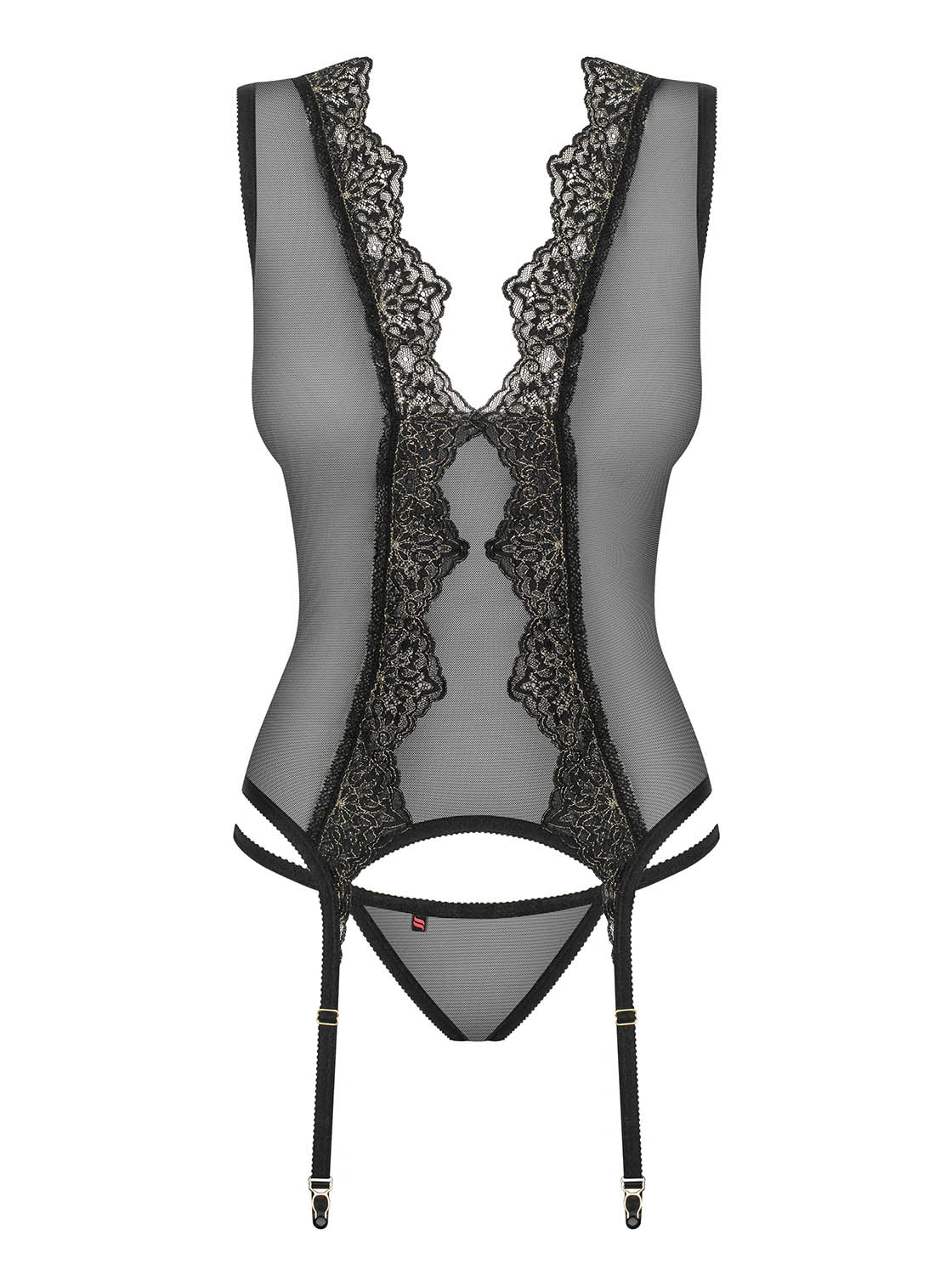 An additional view of the Meshlove black mesh corset