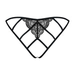 The Miamor black lace crotchless panties, featuring delicate lace