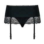 An additional view of the Miamor black lace garter belt