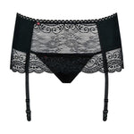 The Miamor black lace garter belt, featuring a plain thong