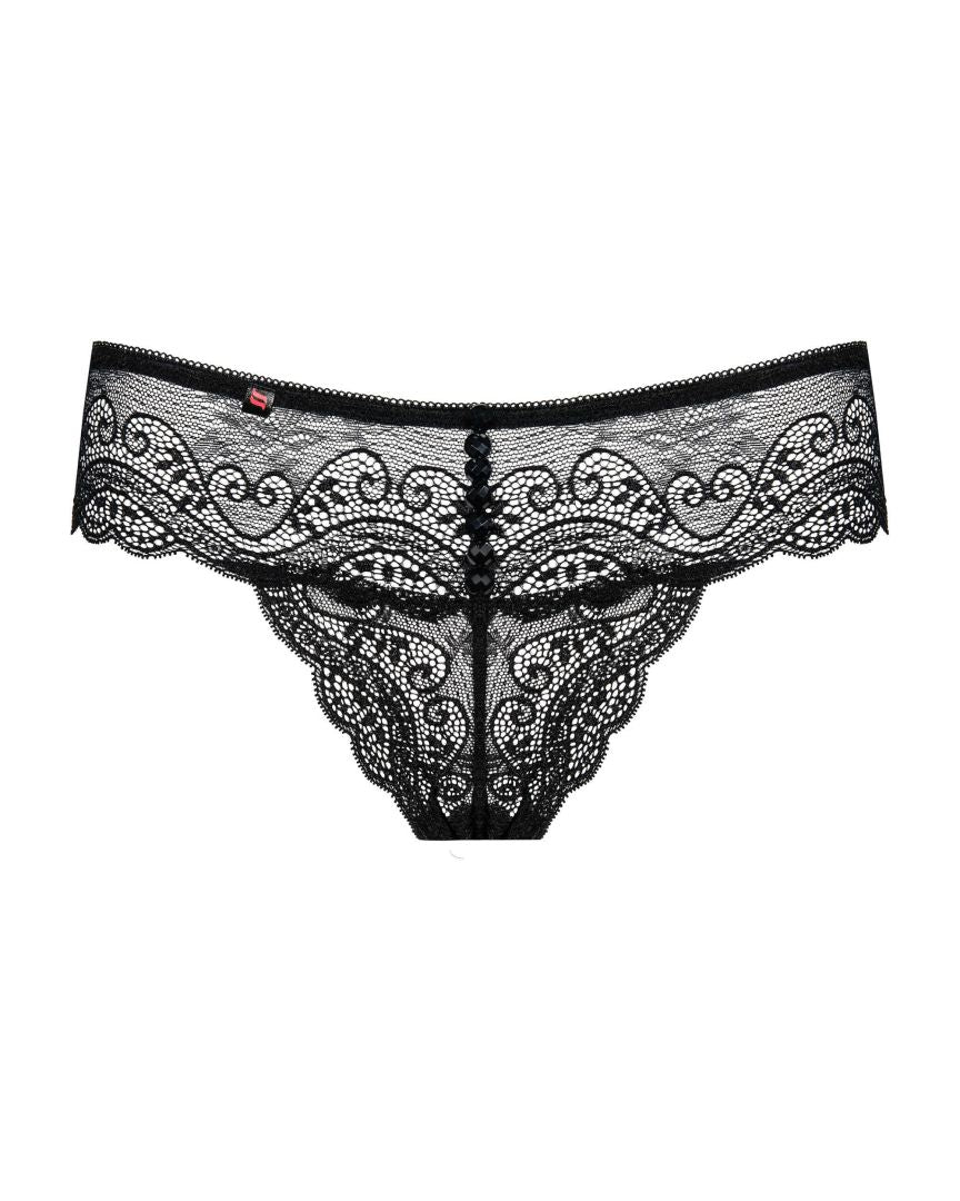 An additional view of the Miamor black lace thong