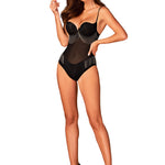 The Milladis black mesh teddy, featuring an adjustable crotch closure